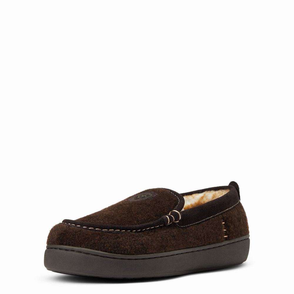 Pantuflas Ariat Lost Lake Moccasin Hombre Chocolate | MX-68ZXSV