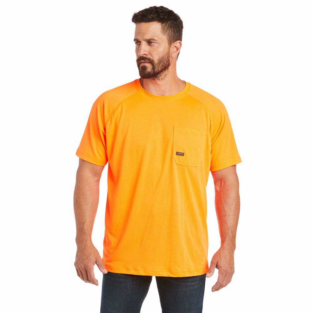 Short Sleeve Ariat Rebar Heat Fighter Hombre Naranjas | MX-04SKWU