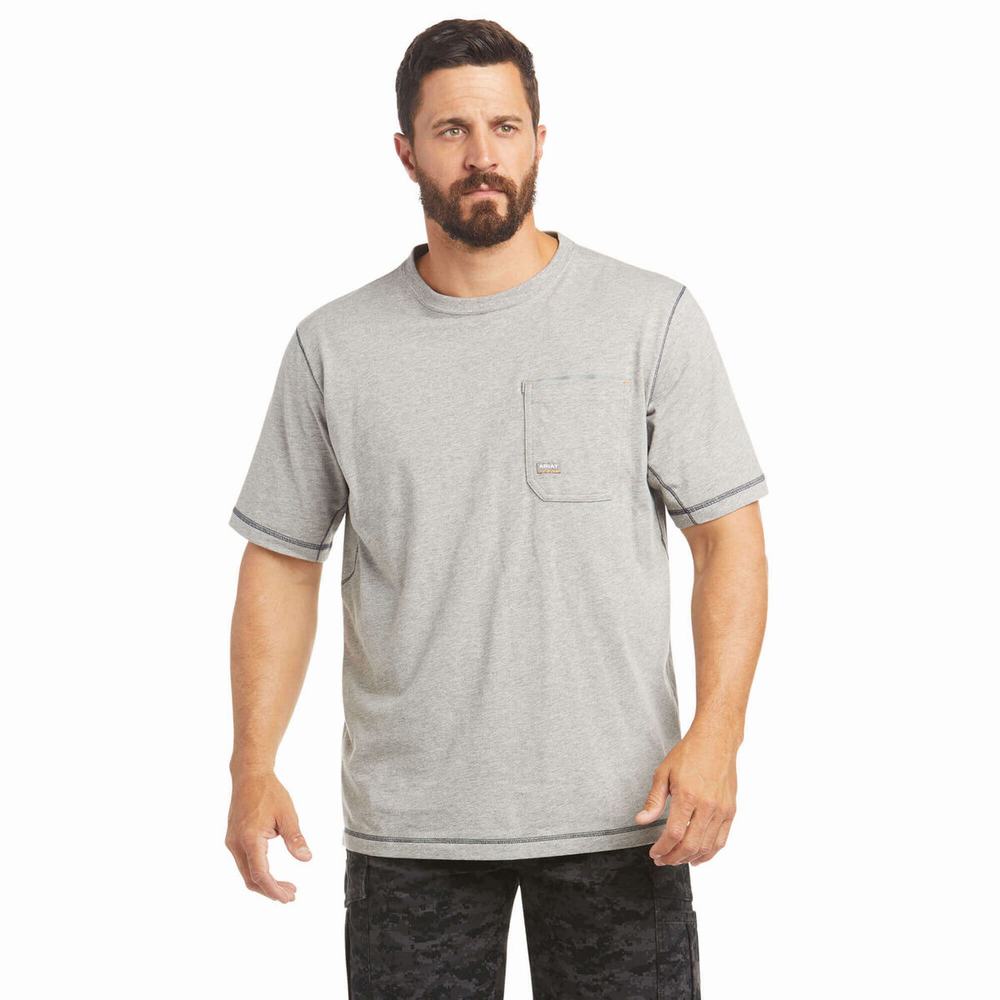 Short Sleeve Ariat Rebar Workman Logo Hombre Grises | MX-18CJVW