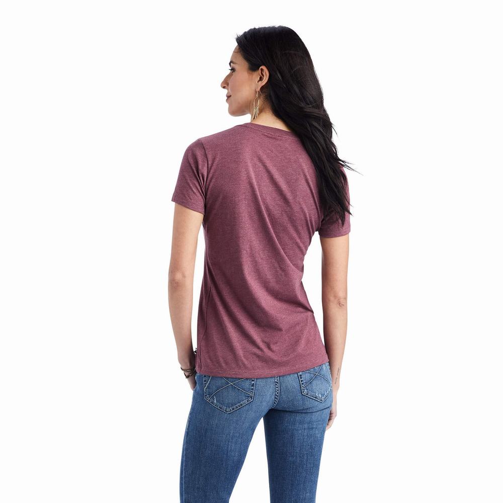 Tops Ariat Floral Letras Mujer Vino | MX-38HZWA